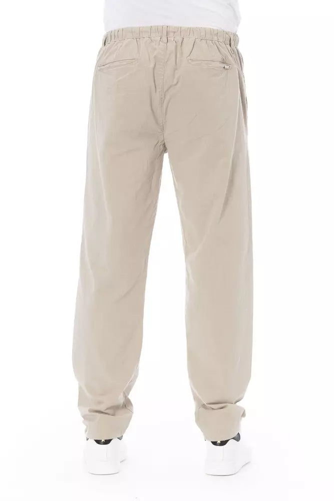 Beige Cotton Men Chino Pants-Baldinini Trend-LabelTerrace.com