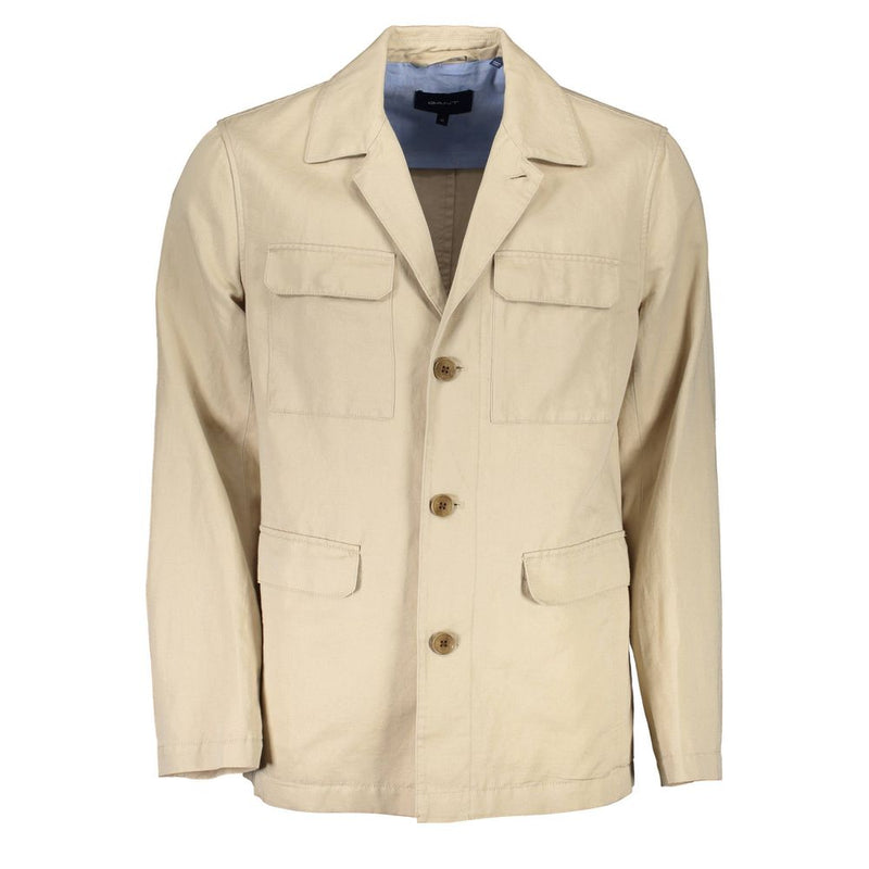 Beige Cotton Men Jacket-Gant-LabelTerrace.com