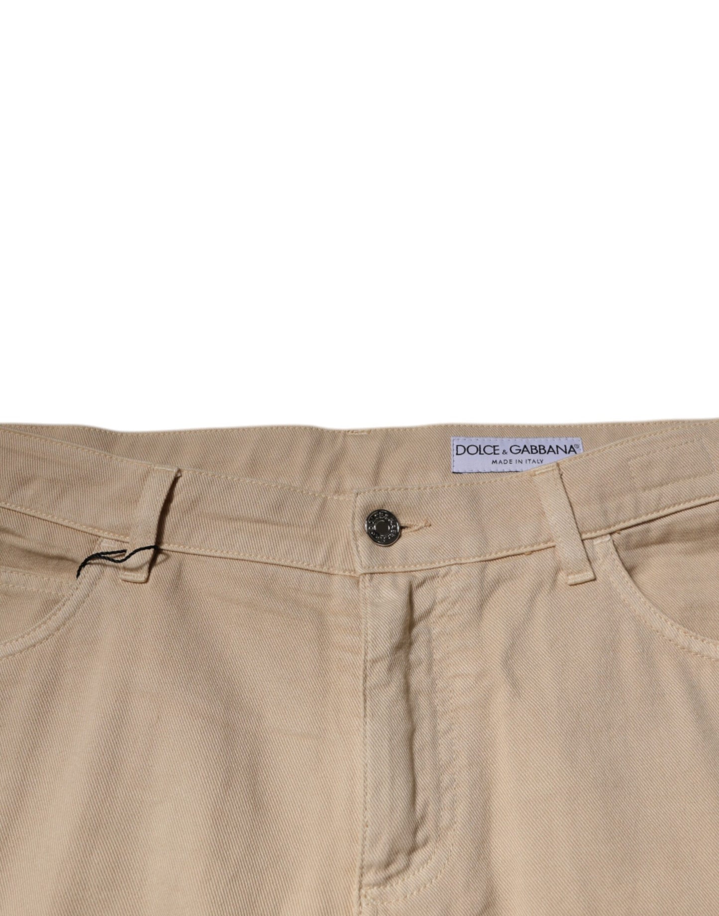 Beige Cotton Mid Waist Skinny Denim Jeans-Dolce & Gabbana-LabelTerrace.com