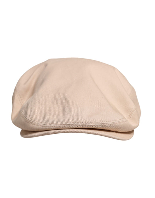 Beige Cotton Newsboy Capello Cabbie Hat-Dolce & Gabbana-LabelTerrace.com