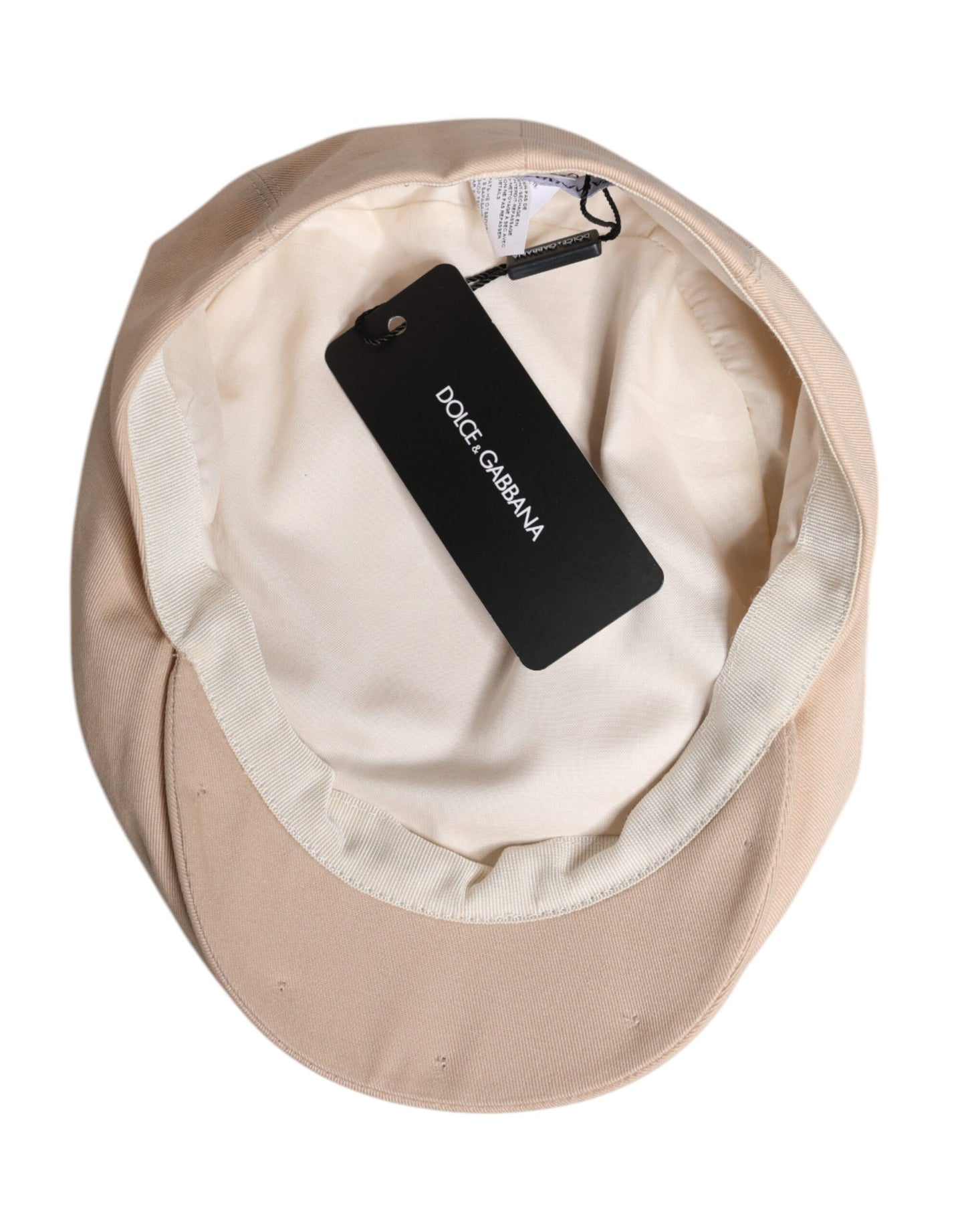 Beige Cotton Newsboy Capello Cabbie Hat-Dolce & Gabbana-LabelTerrace.com