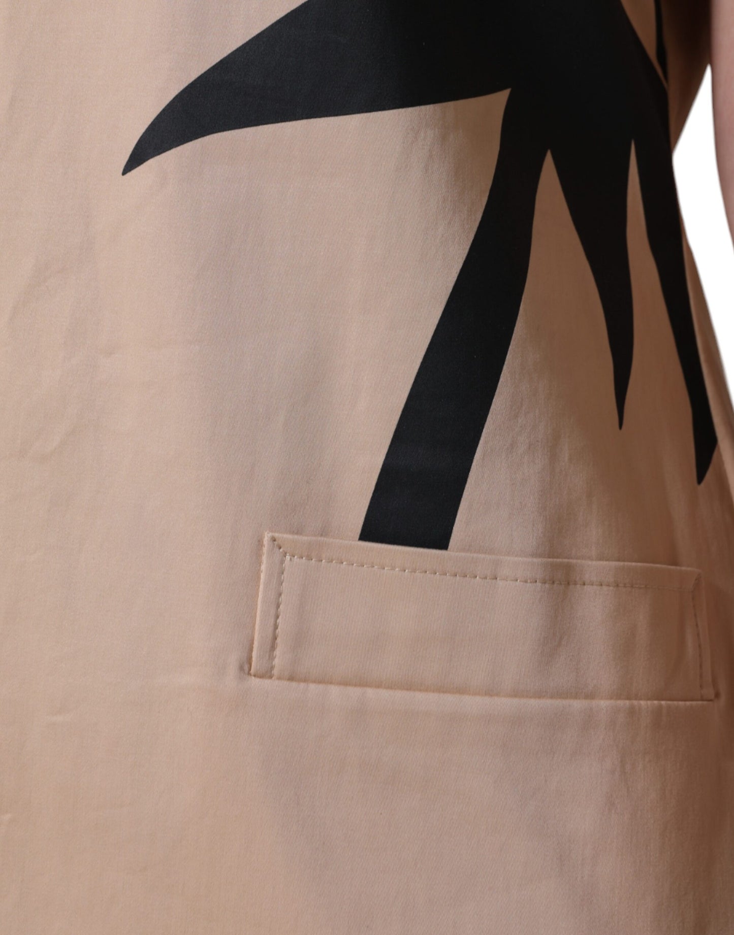 Beige Cotton Short Sleeve Knee Length Dress-Moschino-LabelTerrace.com