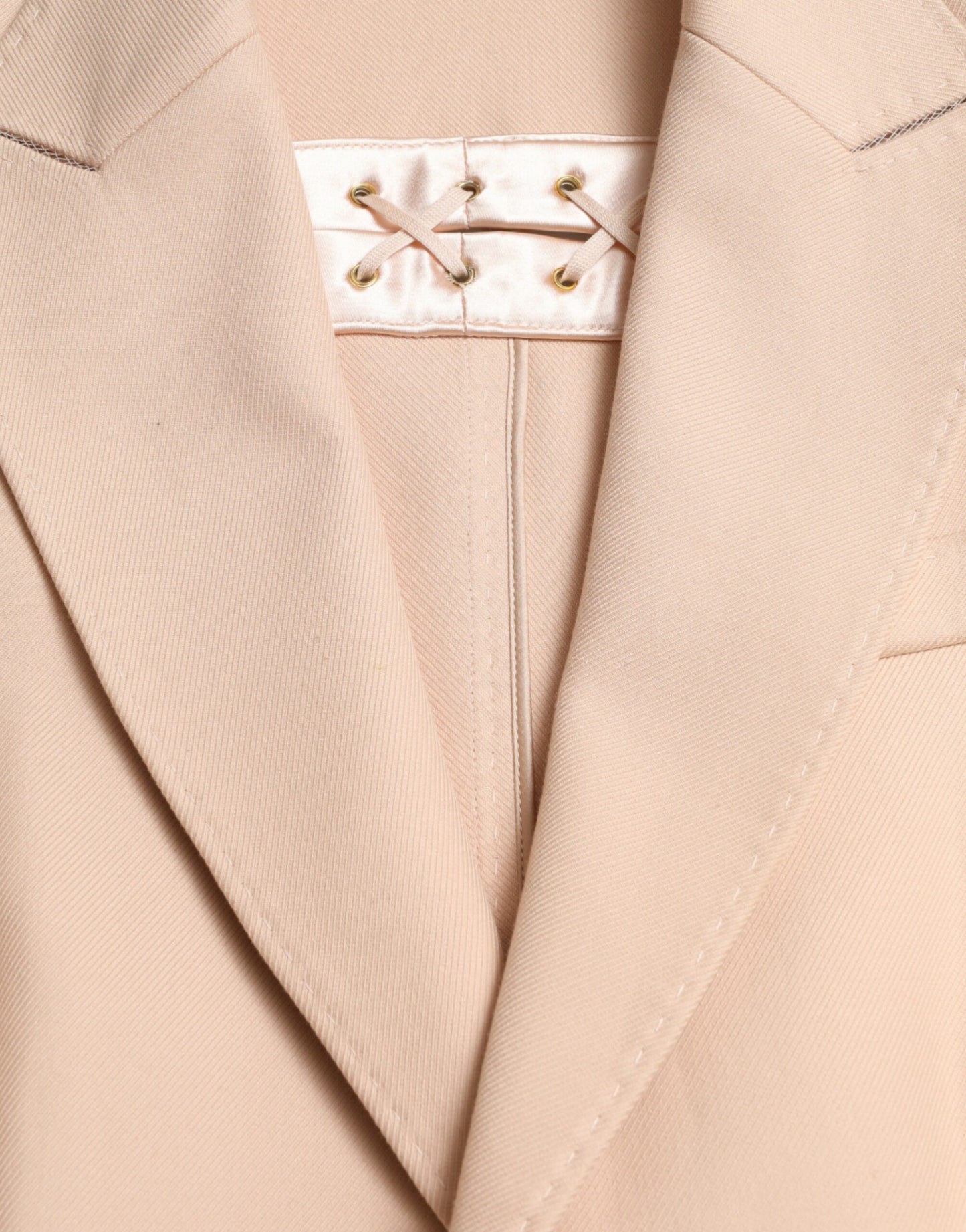 Beige Cotton Single Breasted Long Coat Jacket-Dolce & Gabbana-LabelTerrace.com