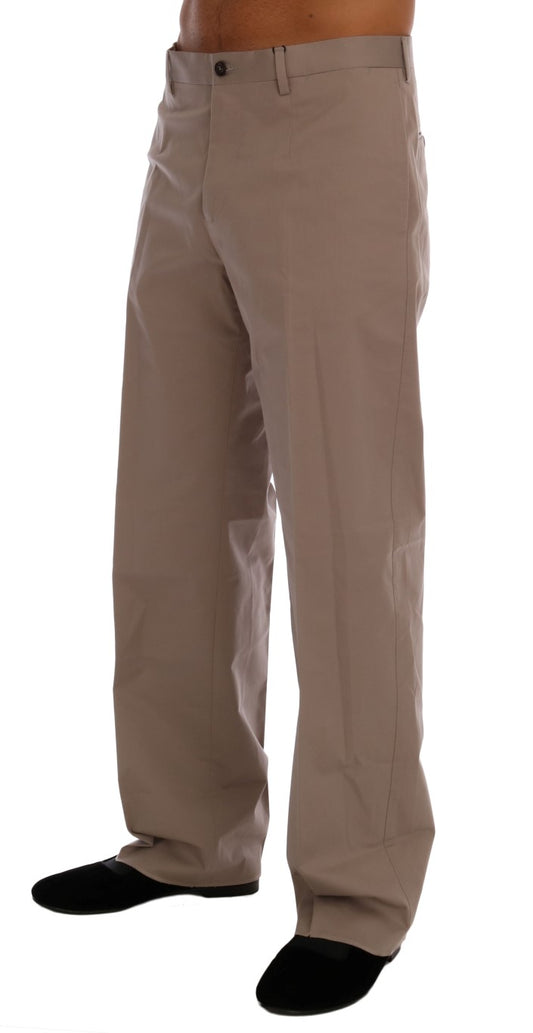 Beige Cotton Stretch Chinos Pants-Dolce & Gabbana-LabelTerrace.com