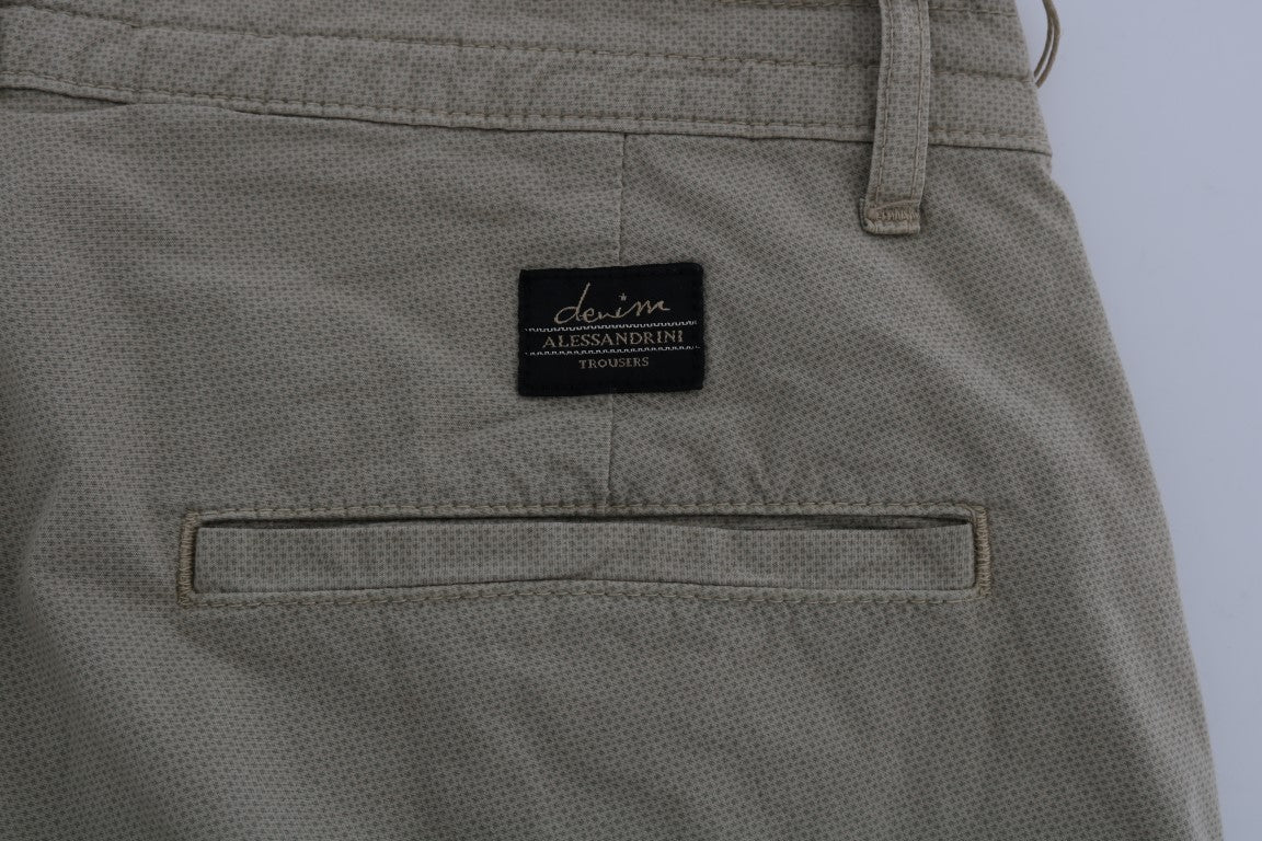 Beige Cotton Stretch Slim Fit Chinos-Daniele Alessandrini-LabelTerrace.com