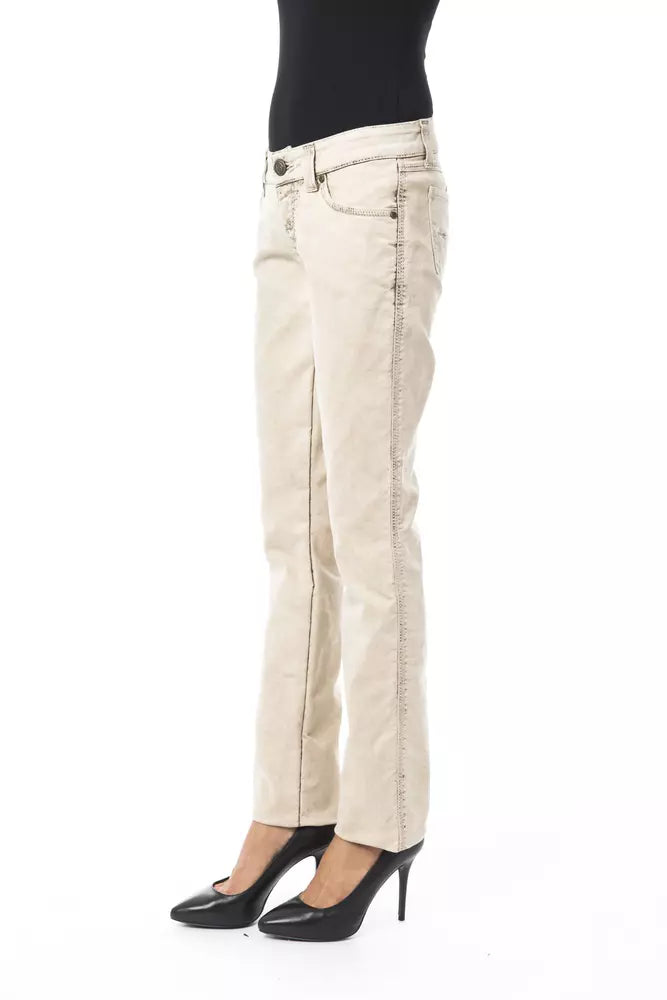 Beige Cotton Women Jean-BYBLOS-LabelTerrace.com