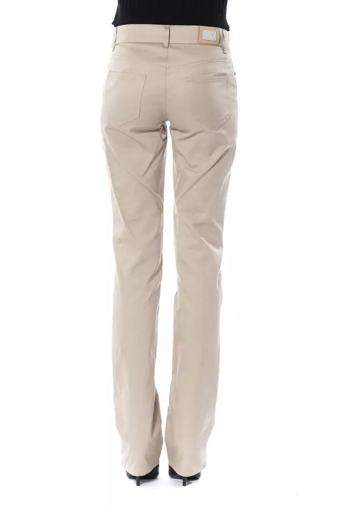 Beige Cotton Women Pant-BYBLOS-LabelTerrace.com