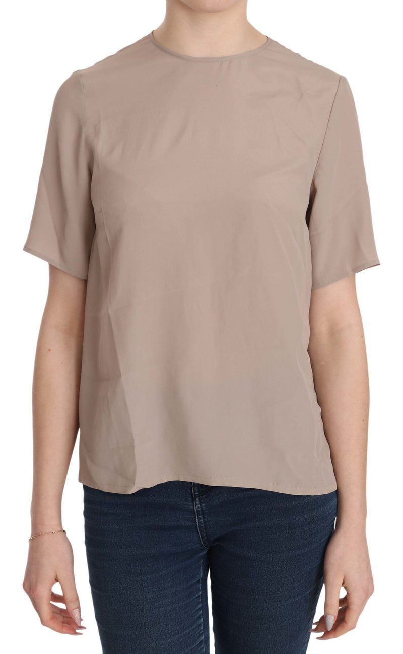 Beige Crew Neck Short Sleeve Blouse-Dolce & Gabbana-LabelTerrace.com