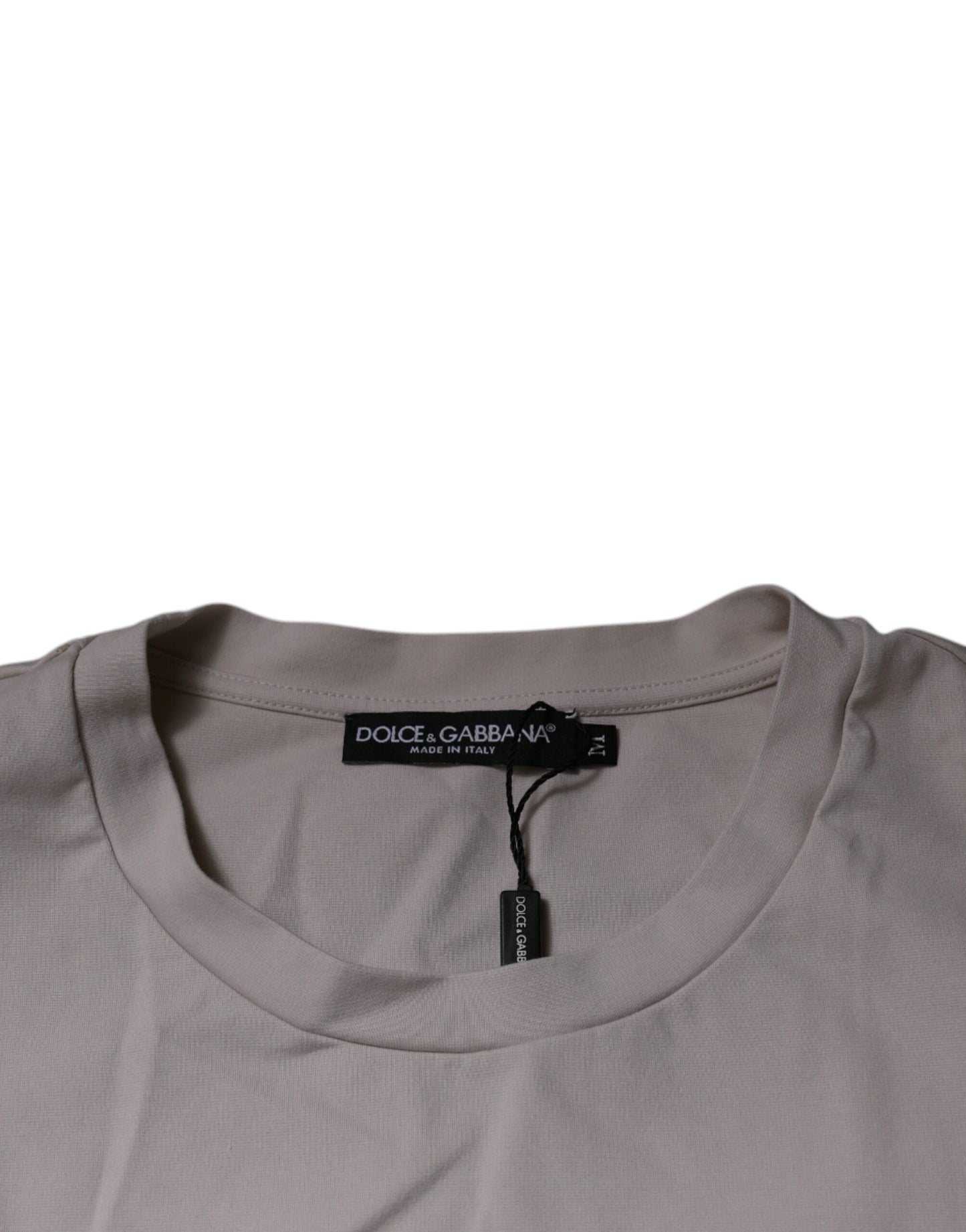 Beige DG Logo Crew Neck Short Sleeves T-shirt-Dolce & Gabbana-LabelTerrace.com