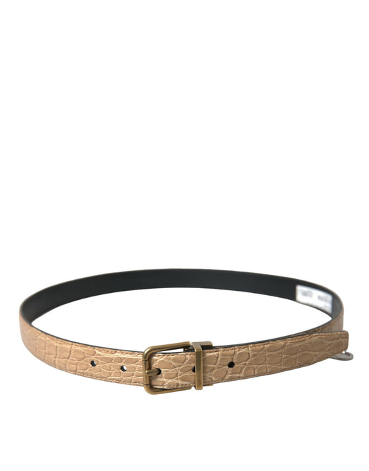 Beige Exotic Leather Gold Metal Buckle Belt-Dolce & Gabbana-LabelTerrace.com