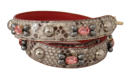 Beige Exotic Leather Studded Shoulder Strap-Dolce & Gabbana-LabelTerrace.com