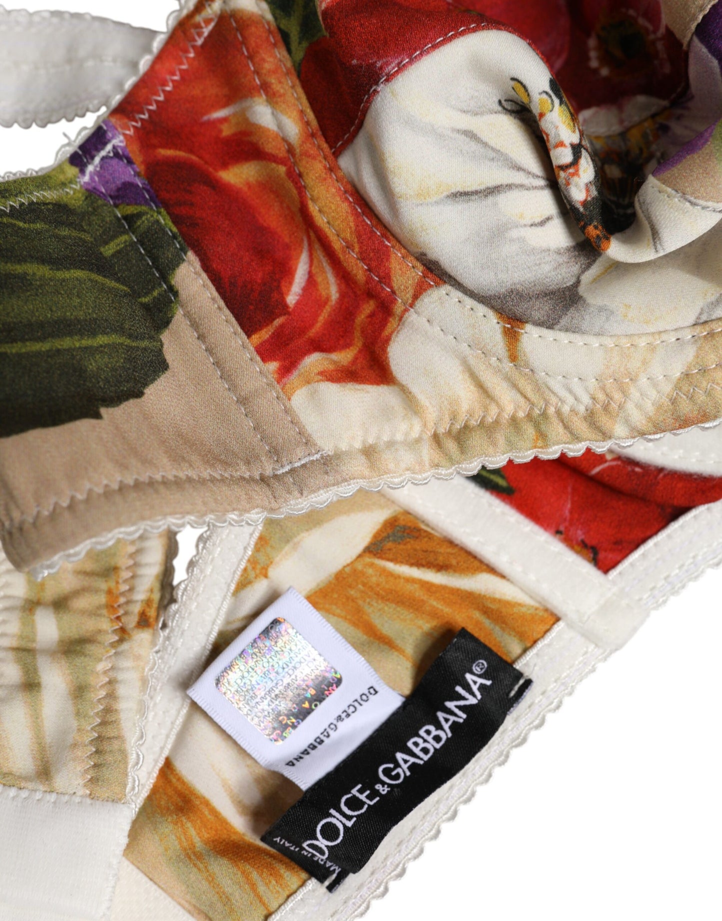 Beige Floral Balconcino Underwired Bra Underwear-Dolce & Gabbana-LabelTerrace.com