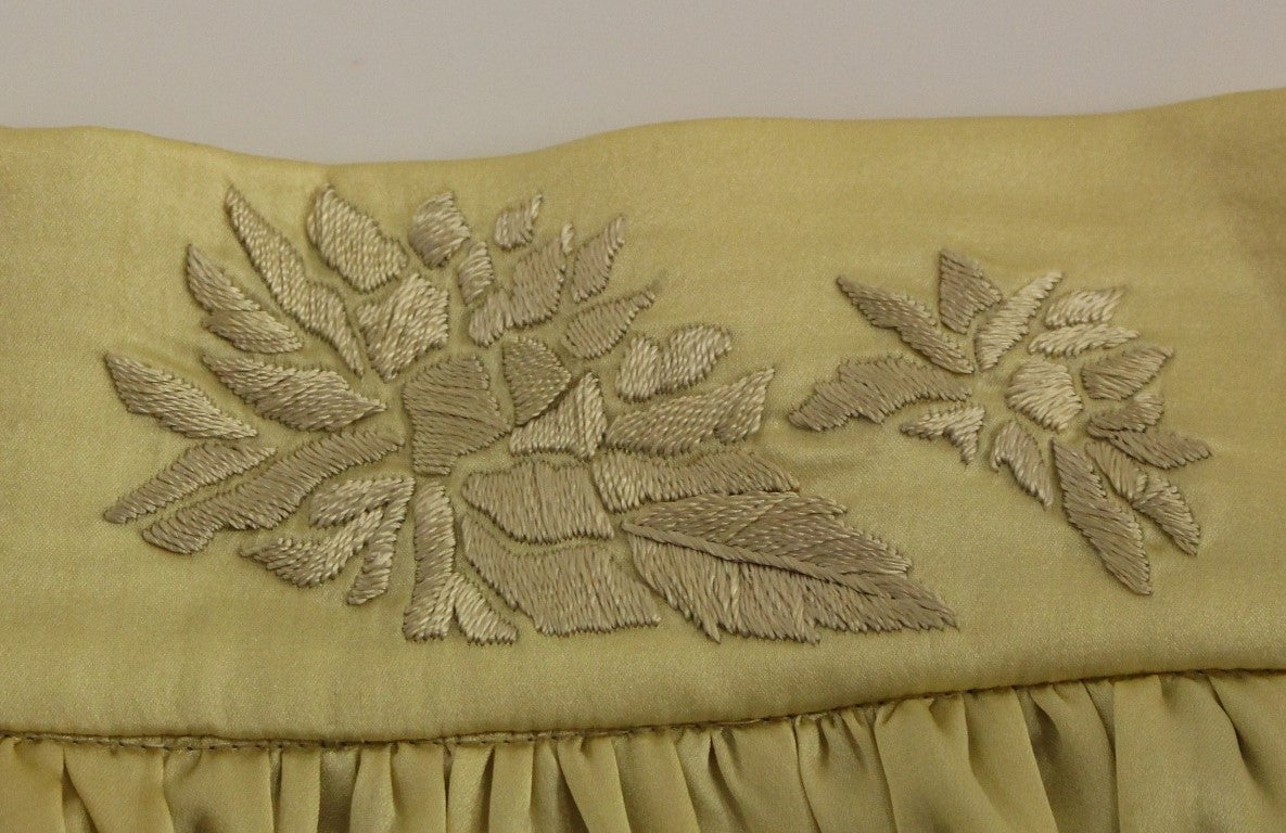 Beige Floral Embroidery Mini Skirt-Andrea Incontri-LabelTerrace.com