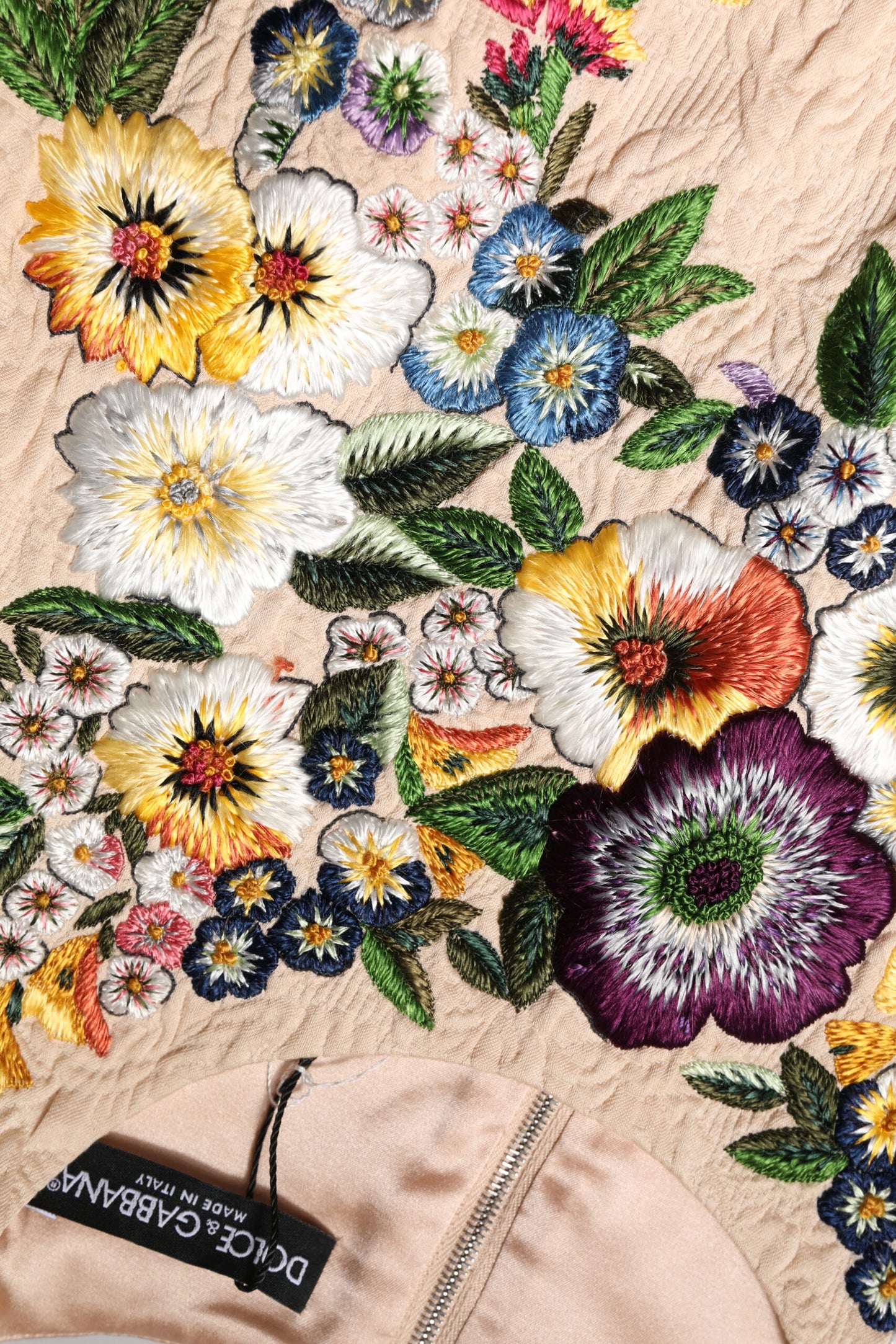 Beige Floral Embroidery Sleeveless Tank Top-Dolce & Gabbana-LabelTerrace.com