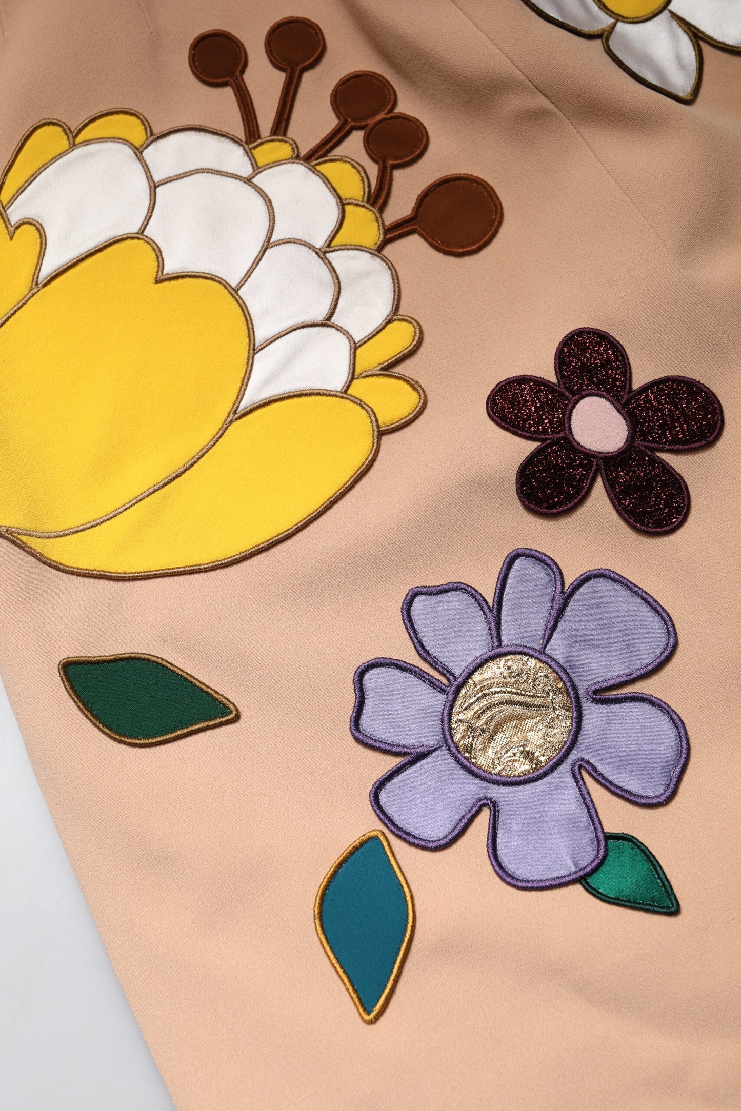 Beige Floral High Waist Pencil Cut Skirt-Dolce & Gabbana-LabelTerrace.com