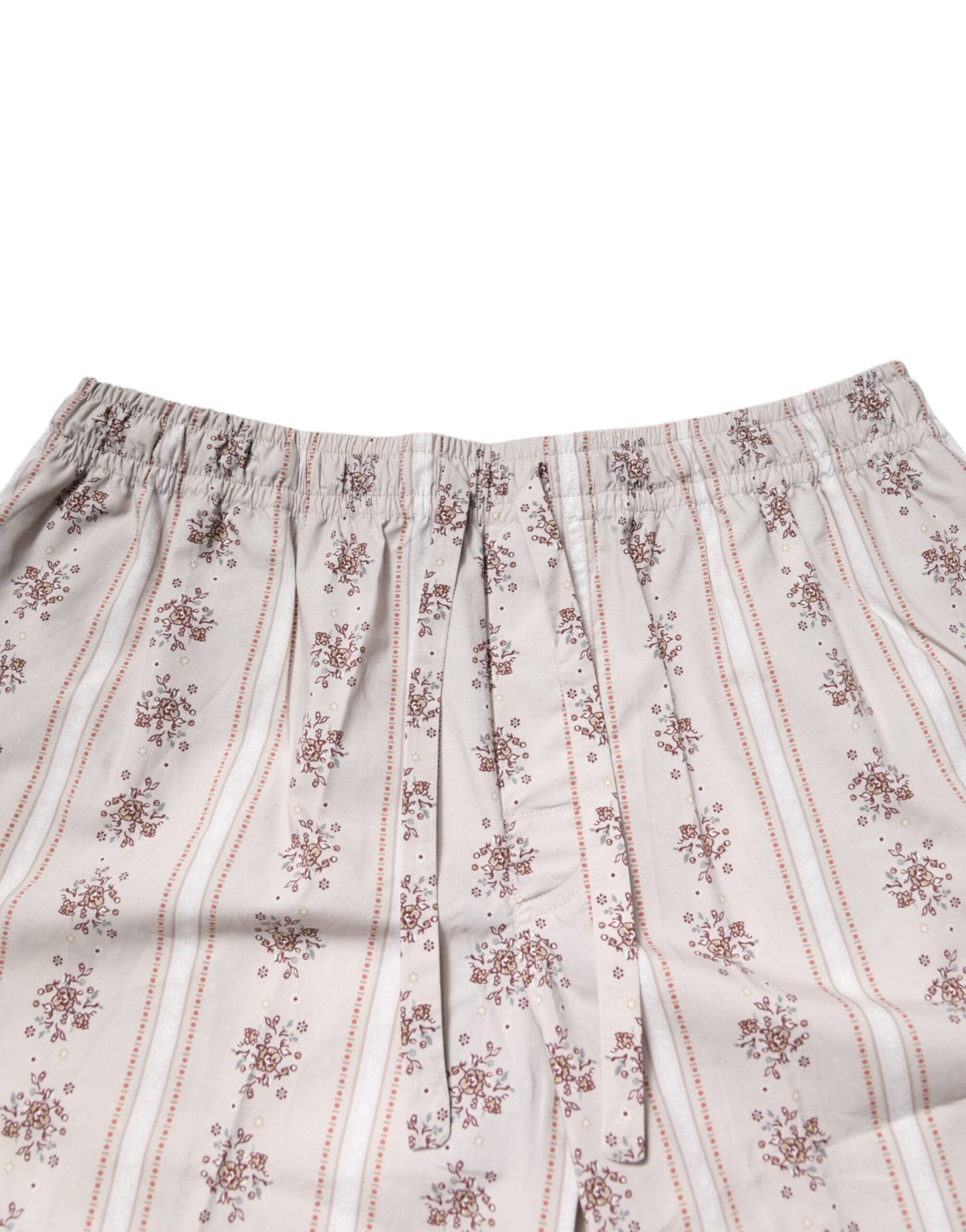 Beige Floral Print Cotton Men Pajama Set Sleepwear-Dolce & Gabbana-LabelTerrace.com