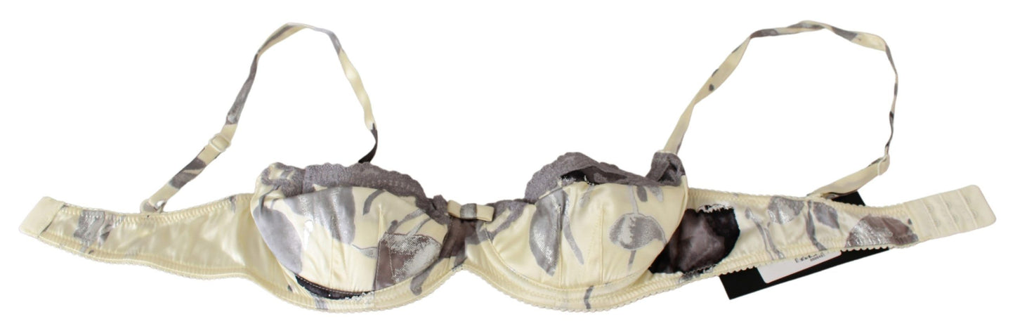 Beige Gray Lace Balconcino Bra Underwear-Ermanno Scervino-LabelTerrace.com