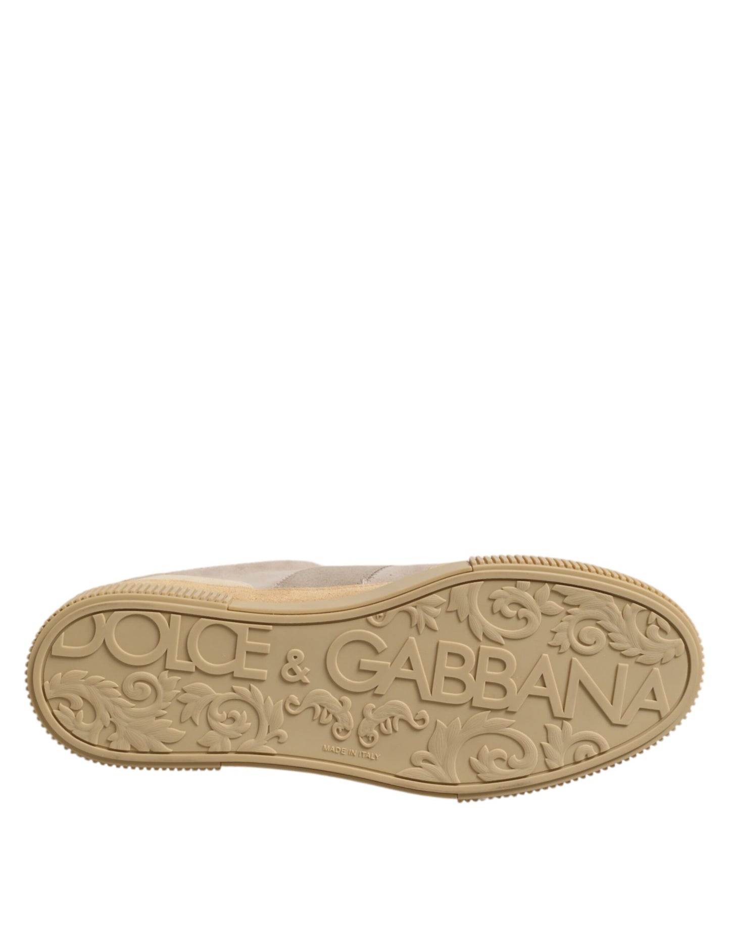 Beige Leather Low Top Lace Up Sneakers Shoes-Dolce & Gabbana-LabelTerrace.com