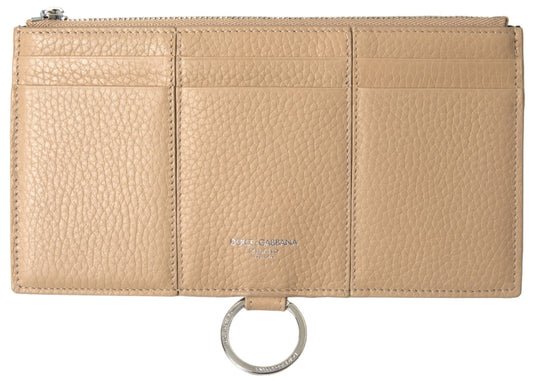 Beige Leather Shoulder Cardholder Shoulder Strap Wallet-Dolce & Gabbana-LabelTerrace.com