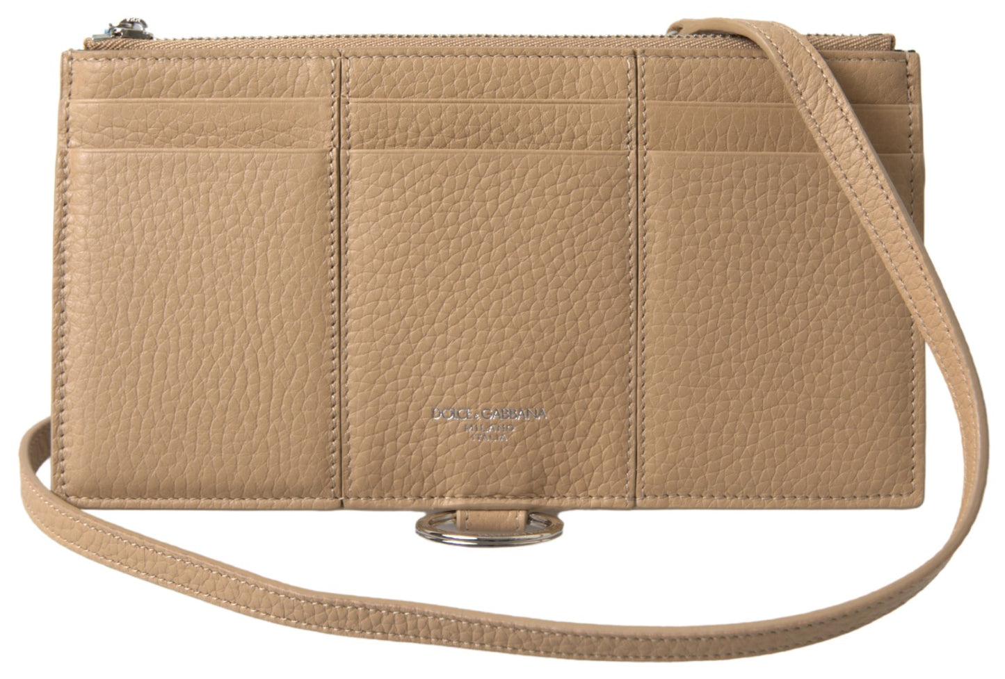 Beige Leather Shoulder Cardholder Shoulder Strap Wallet-Dolce & Gabbana-LabelTerrace.com
