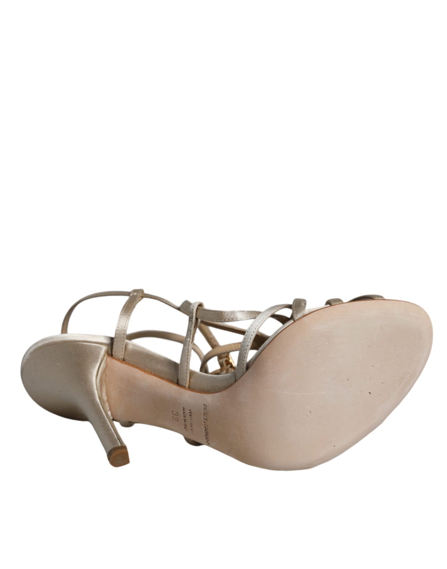 Beige Leather Stiletto Heels Sandals Shoes-Dolce & Gabbana-LabelTerrace.com