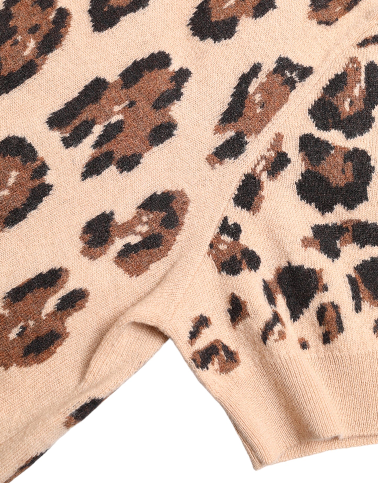 Beige Leopard Print Wool Turtleneck Top-Dolce & Gabbana-LabelTerrace.com