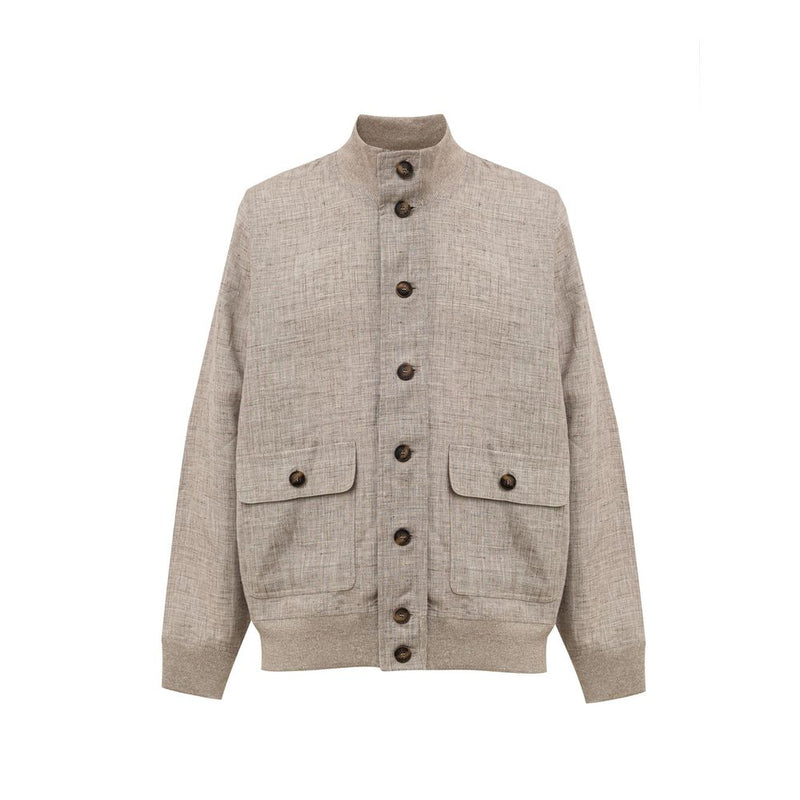 Beige Linen Jackets & Coat-Gran Sasso-LabelTerrace.com
