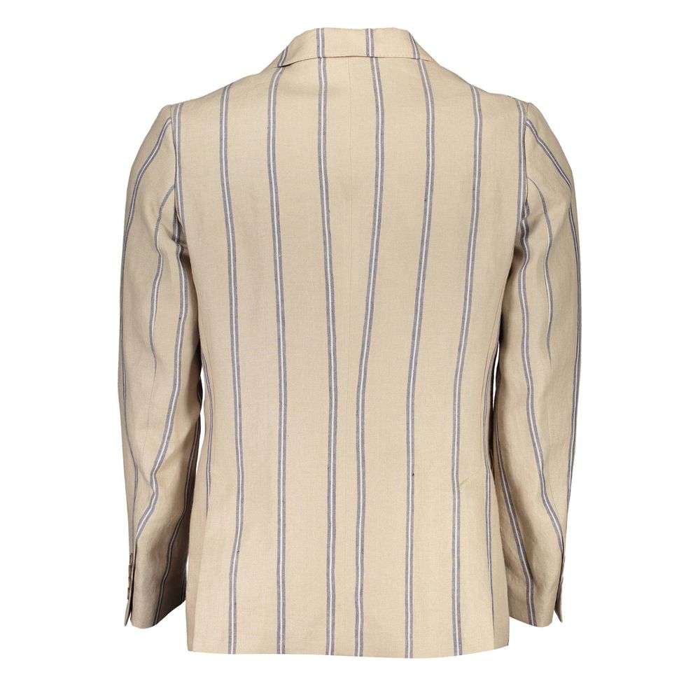 Beige Linen Men Jacket-Gant-LabelTerrace.com