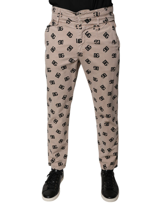 Beige Logo Cotton Skinny Denim Jeans-Dolce & Gabbana-LabelTerrace.com