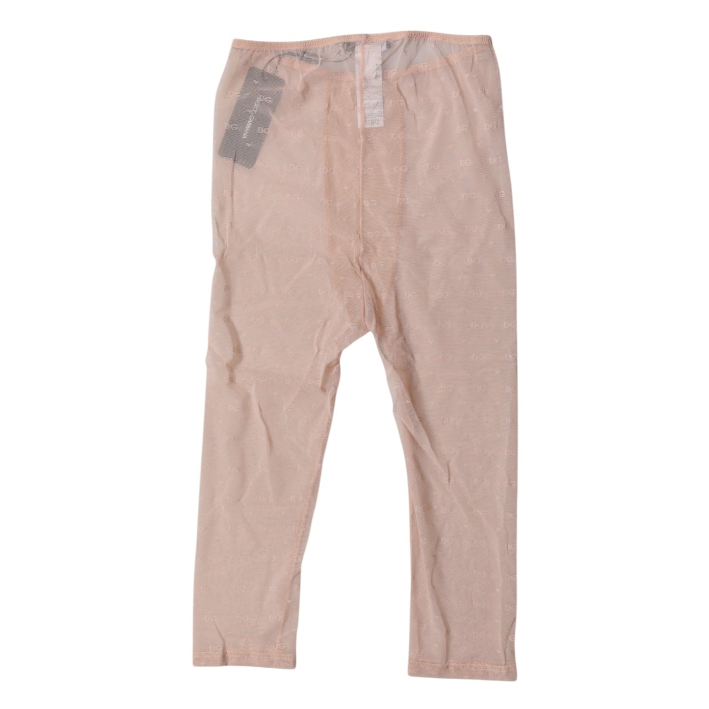 Beige Logo Lace Lingerie Cropped Tights Underwear-Dolce & Gabbana-LabelTerrace.com