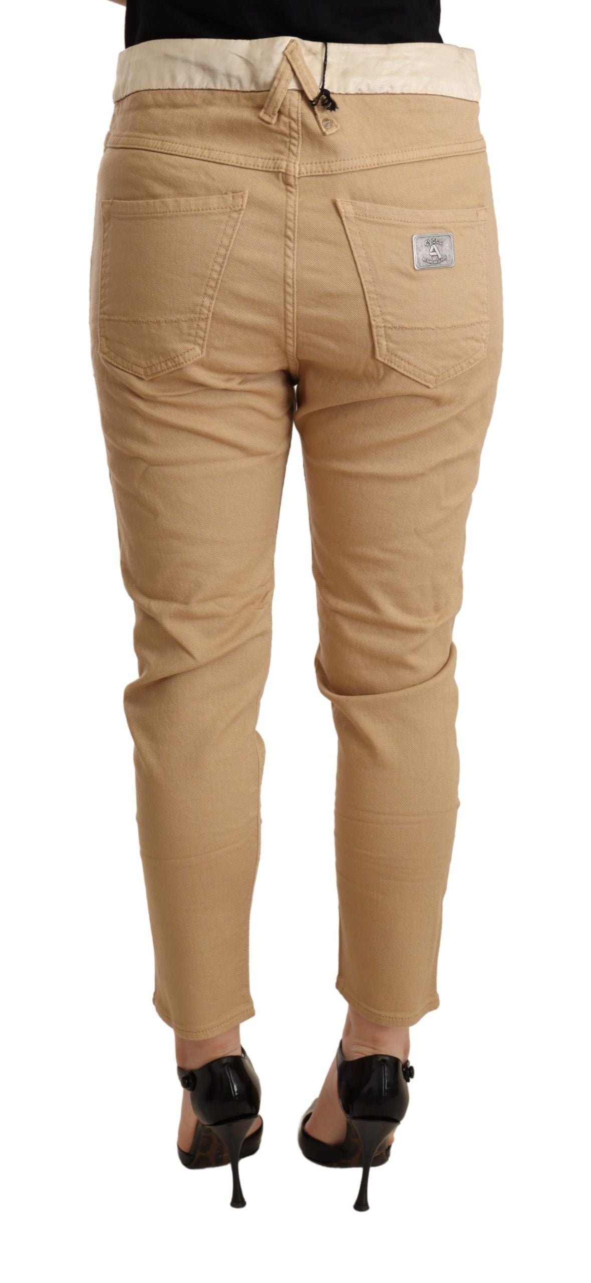 Beige Mid Waist Slim Fit Skinny Stretch Trouser-CYCLE-LabelTerrace.com