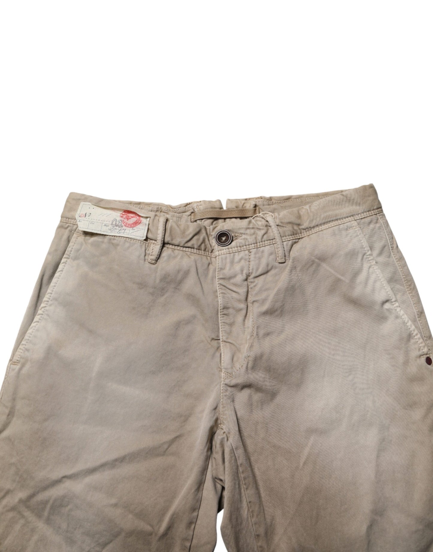 Beige Mid Waist Straight Women Casual Chino Trouser Pants