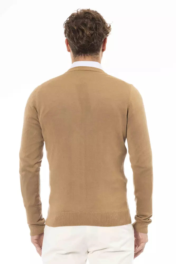 Beige Modal Men Sweater-Baldinini Trend-LabelTerrace.com