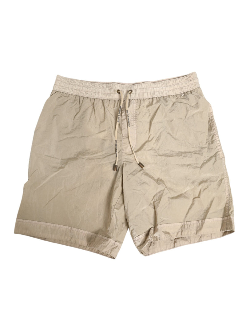 Beige Nylon Beachwear Men Boxer Short Swimwear-Dolce & Gabbana-LabelTerrace.com