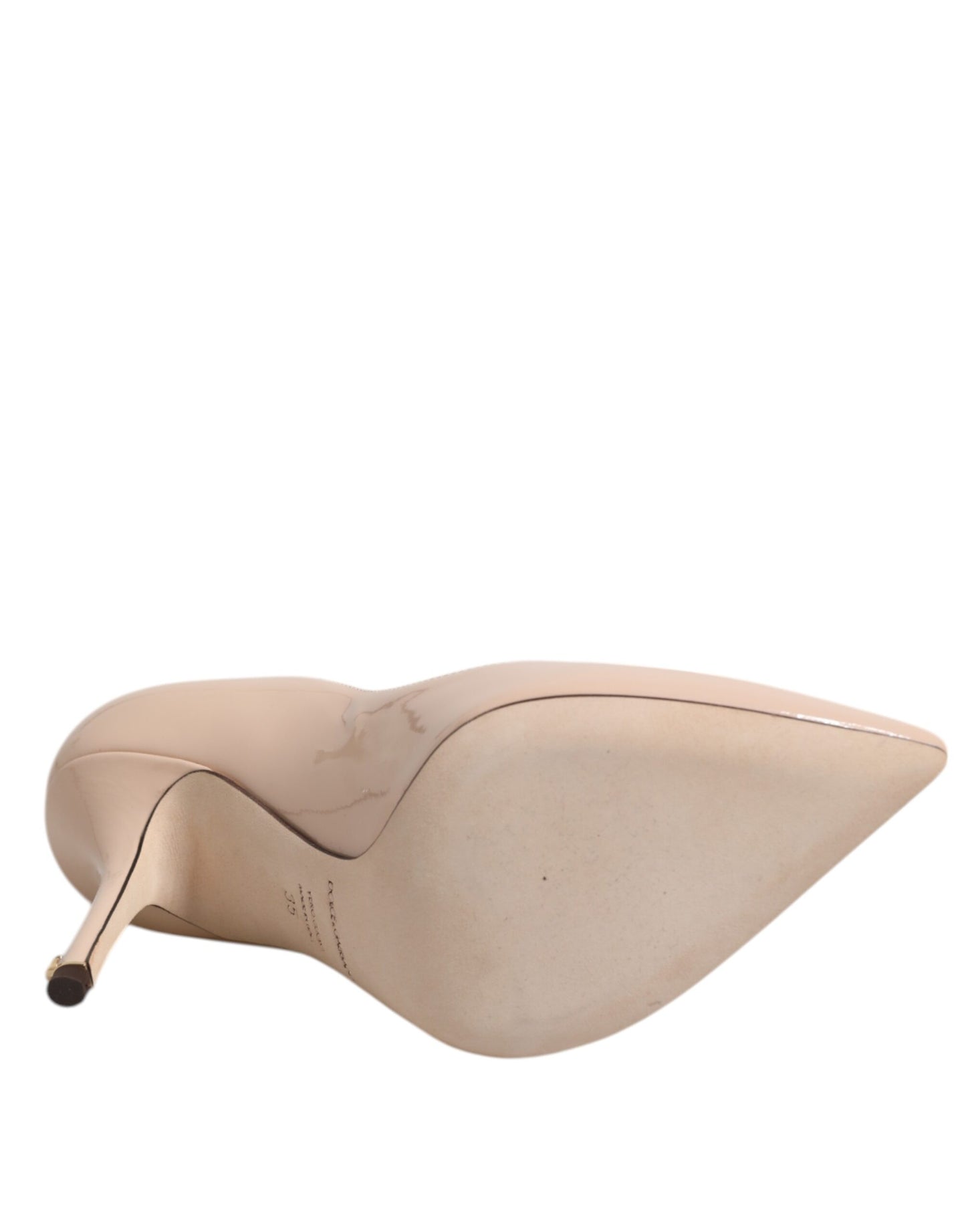 Beige Patent Leather Stiletto Heel Pumps Shoes-Dolce & Gabbana-LabelTerrace.com