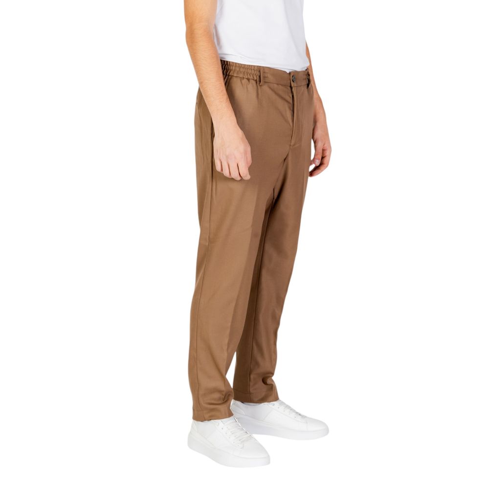 Beige Polyester Casual Pants