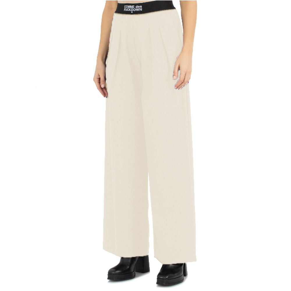 Beige Polyester Women Palazzo Trousers-Comme Des Fuckdown-LabelTerrace.com
