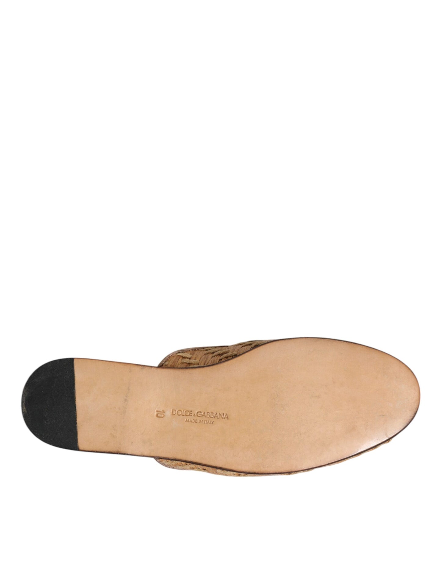 Beige Rattan Flat Mule Men Sandals Shoes-Dolce & Gabbana-LabelTerrace.com
