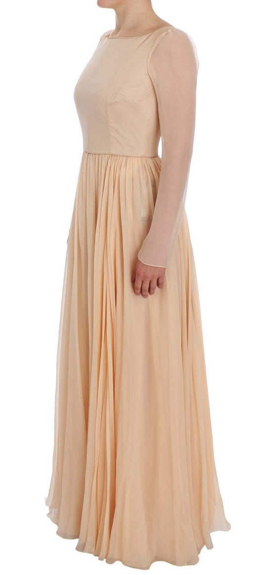 Beige Silk Ball Gown Full Length Dress-Dolce & Gabbana-LabelTerrace.com