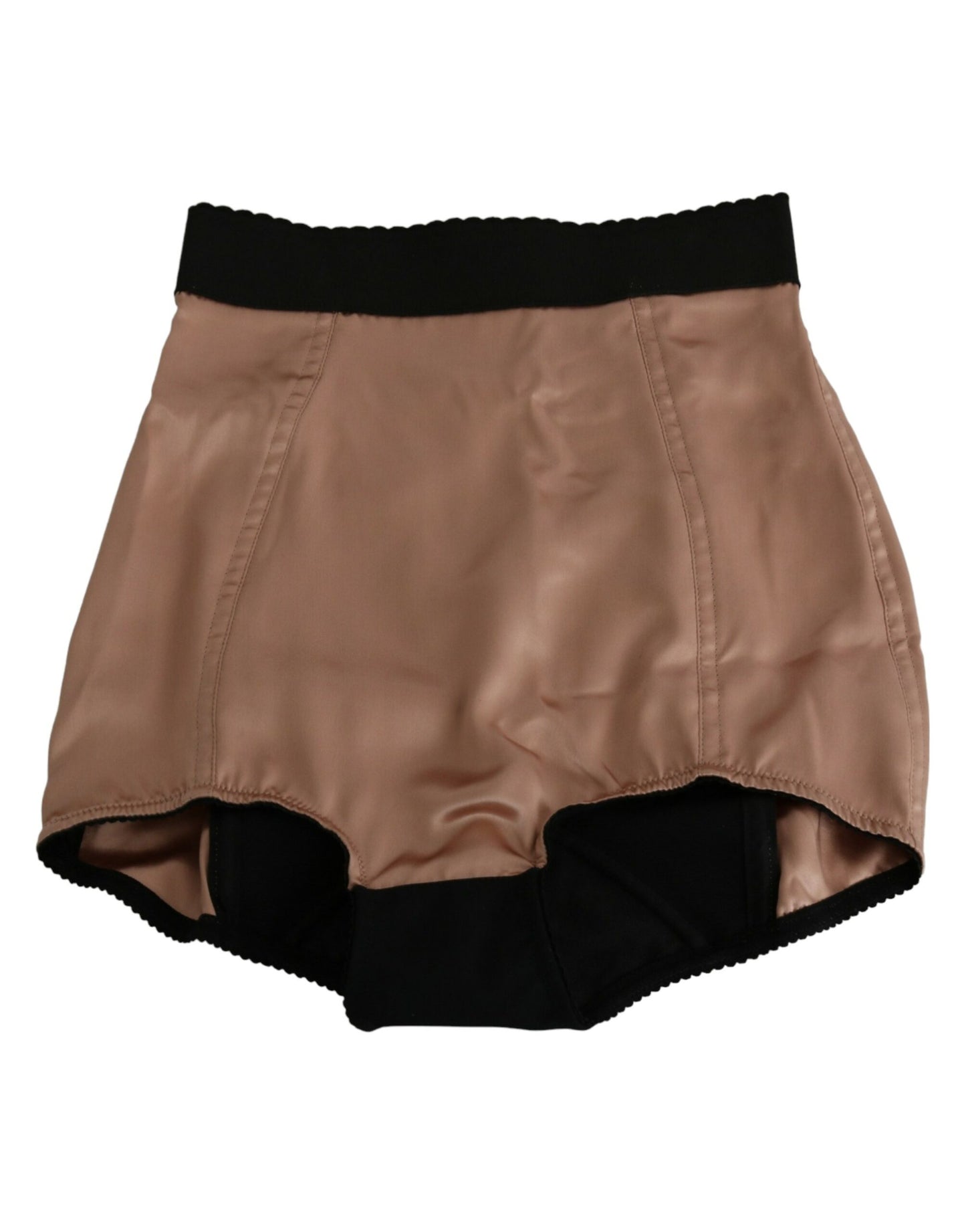 Beige Silk High Waist Mini Hot Pants Shorts-Dolce & Gabbana-LabelTerrace.com