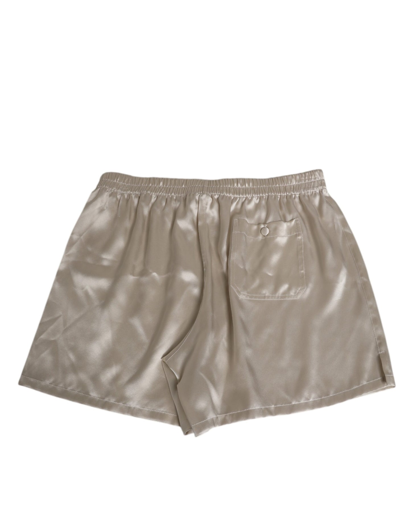 Beige Silk Satin Elastic Men Boxer Short Swimwear-Dolce & Gabbana-LabelTerrace.com