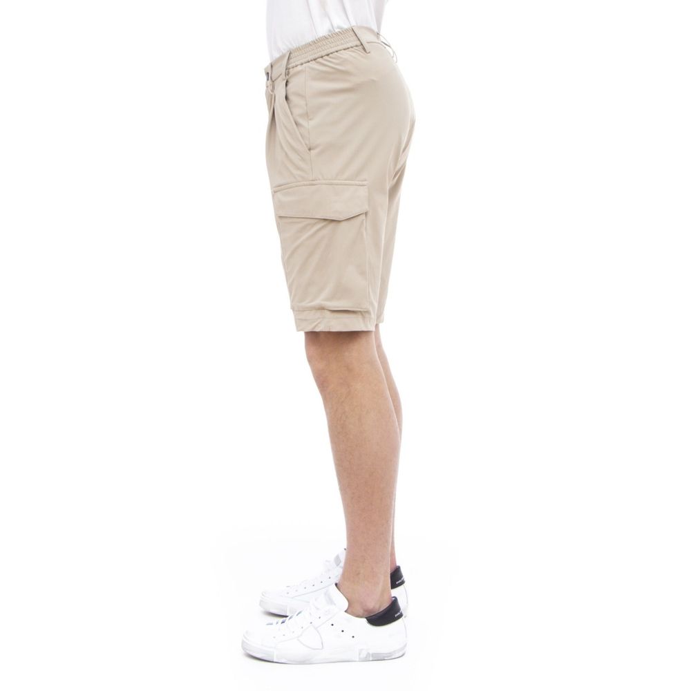 Beige Stretch Bermuda Cargo Shorts-People Of Shibuya-LabelTerrace.com