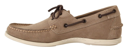 Beige Suede Low Top Mocassin Loafers Casual Men Shoes-Pollini-LabelTerrace.com