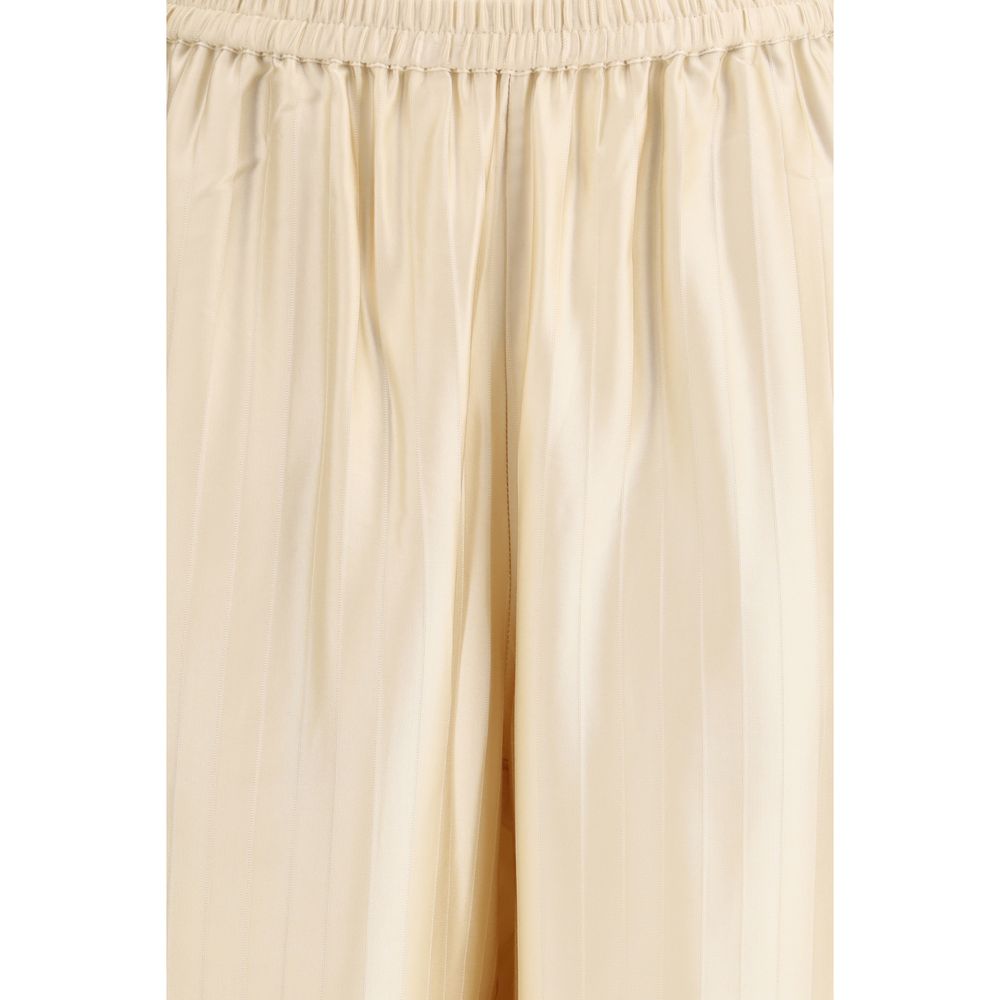 Beige Viscose Casual Pants