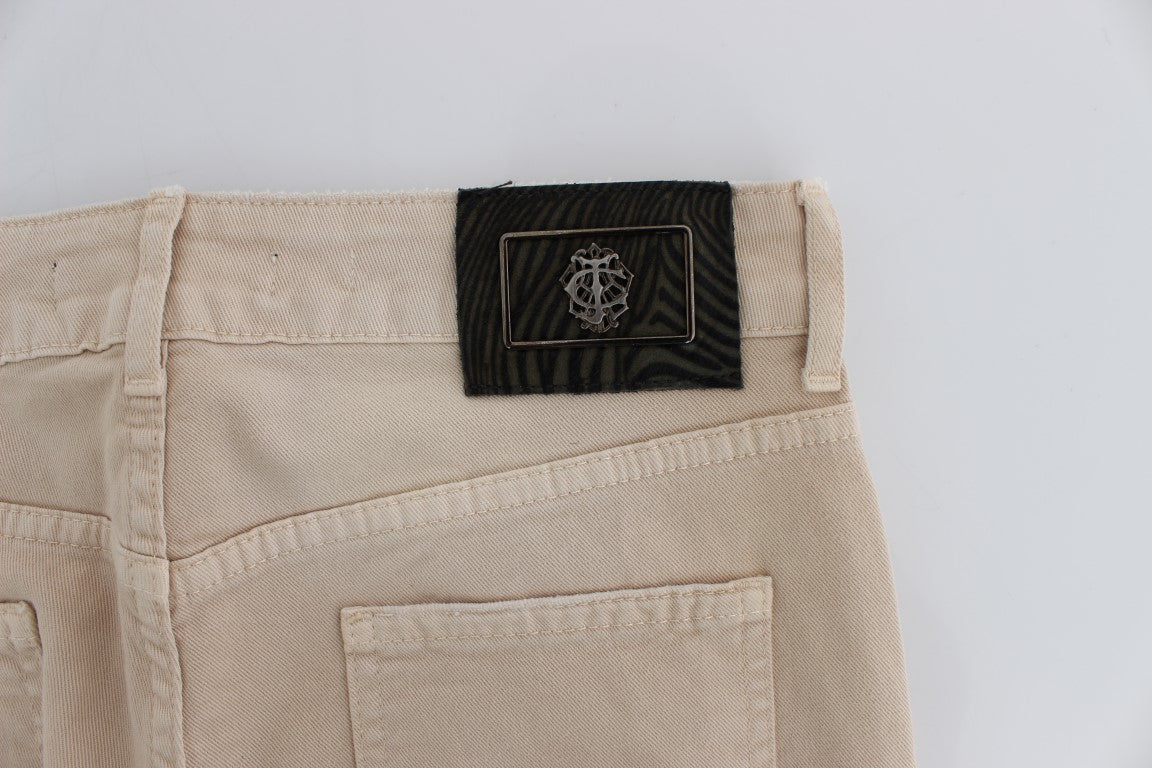 Beige Wash Slim Fit Cotton Stretch Jeans-Cavalli-LabelTerrace.com
