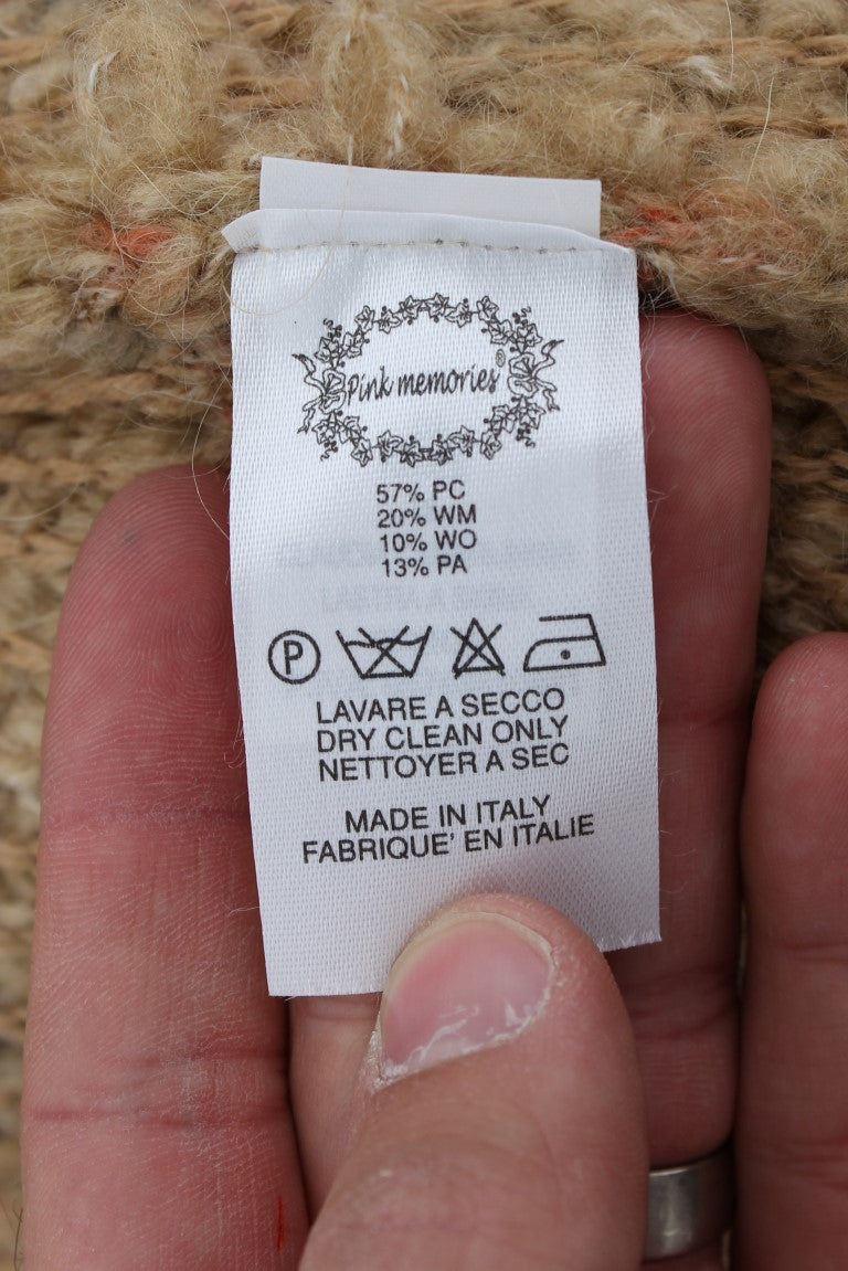 Beige Wool Blend Cape Sweater-PINK MEMORIES-LabelTerrace.com