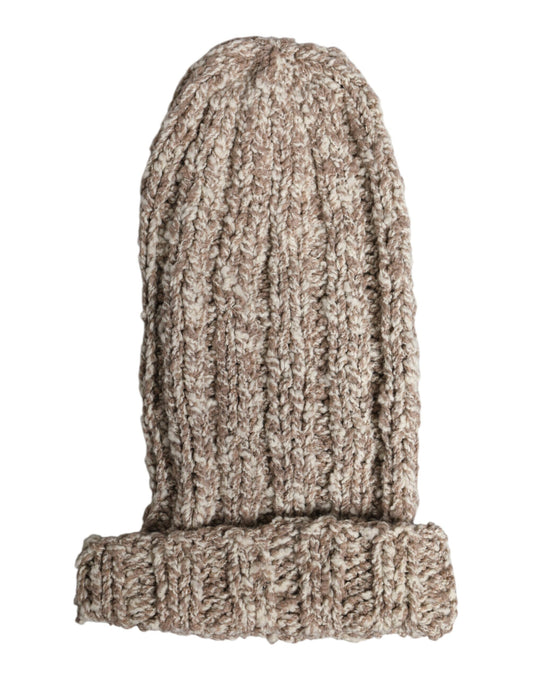Beige Wool Knitted Ski Mask Balaclava Hat-Dolce & Gabbana-LabelTerrace.com