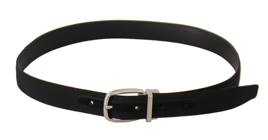 Belt Black Calf Leather Silver Tone Metal Buckle-Dolce & Gabbana-LabelTerrace.com