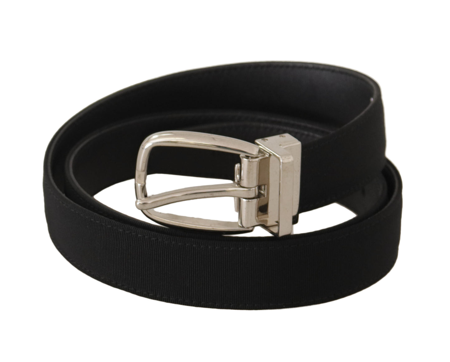 Belt Black Calf Leather Silver Tone Metal Buckle-Dolce & Gabbana-LabelTerrace.com