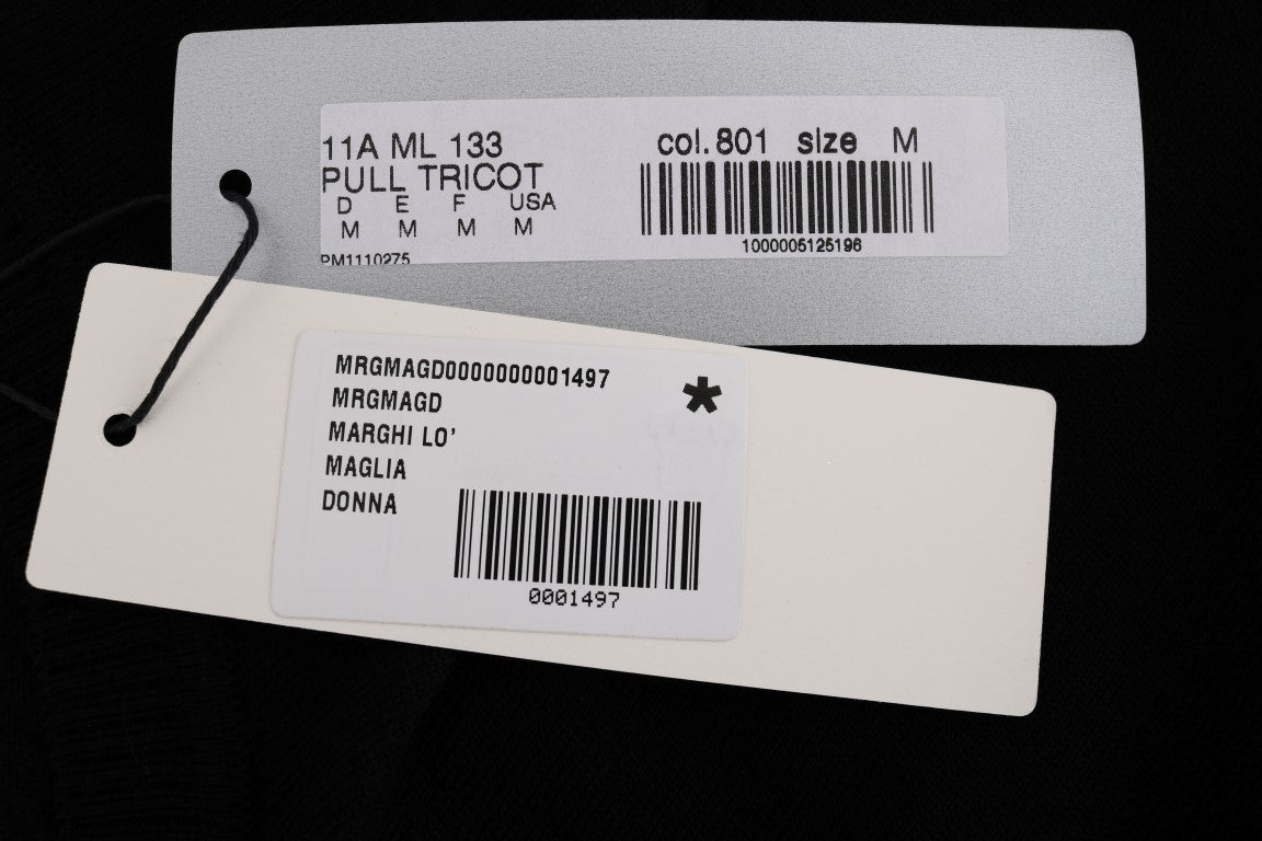 Black 100% Lana Wool Top Blouse T-shirt-MARGHI LO'-LabelTerrace.com